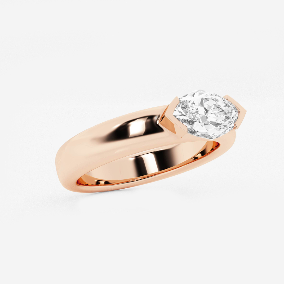 Additional Image 1 for  näas 1 ctw Marquise Lab Grown Diamond Half Bezel Stackable Ring